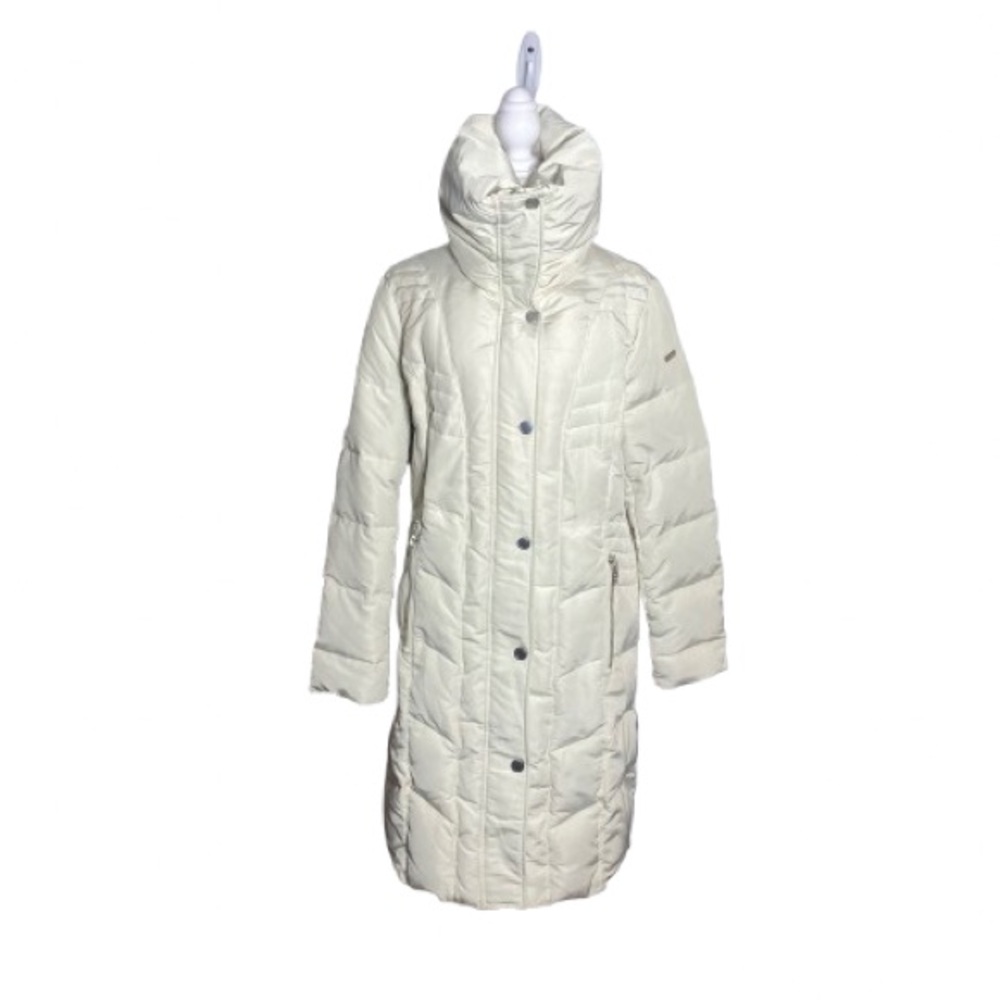 Kenneth Cole NY Down Long Cream Puffer Winter Coat Jacket